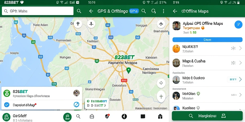 Antarmuka aplikasi GPS Offline Maps 828BET yang mudah digunakan.
