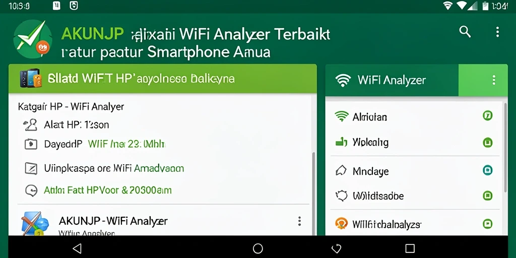 Tampilan antarmuka utama AKUNJP yang menampilkan analisis jaringan WiFi.