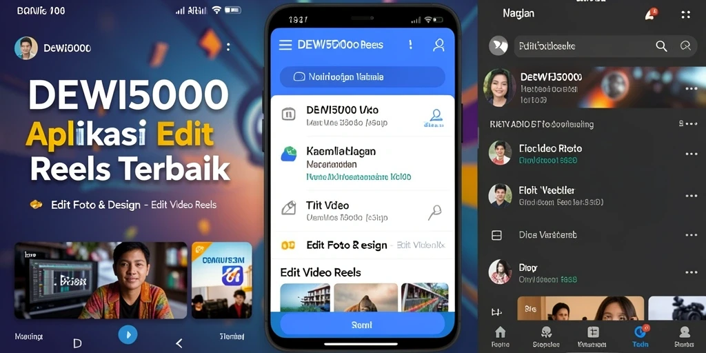Antarmuka DEWI5000 dengan alat Edit Video Reels canggih.