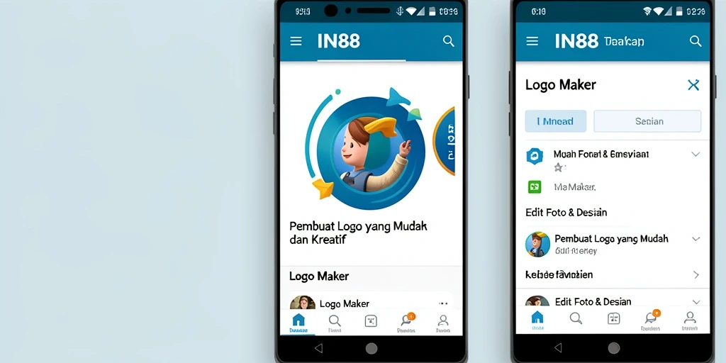 Antarmuka IN88 yang sederhana untuk pembuatan logo.