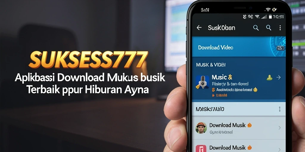 Antarmuka aplikasi SUKSES777 untuk Download Musik yang modern dan mudah digunakan.