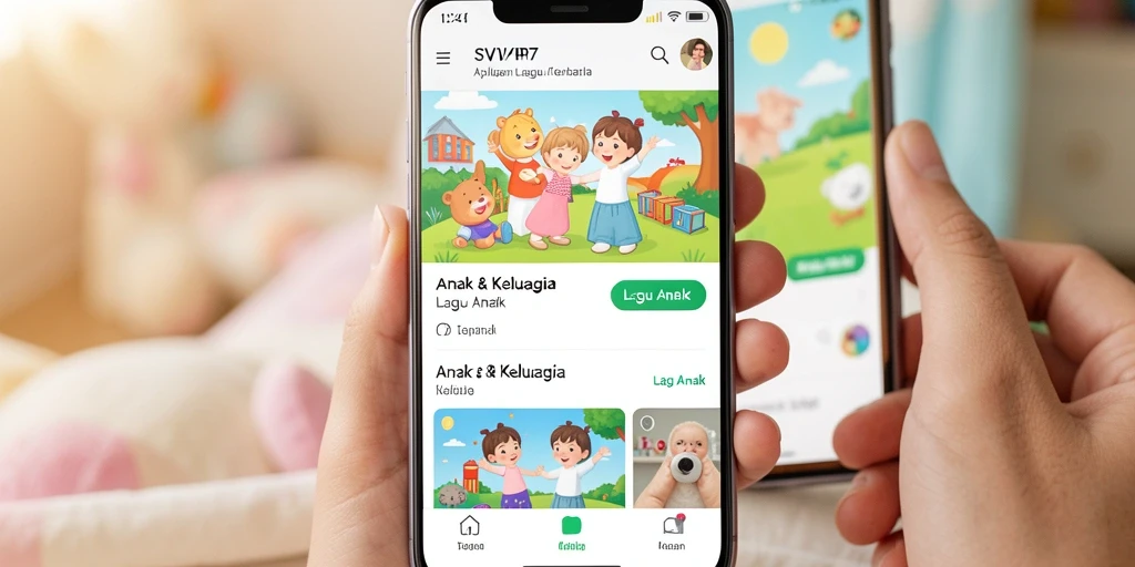Tampilan antarmuka SVIP7 yang menarik untuk aplikasi Lagu Anak.