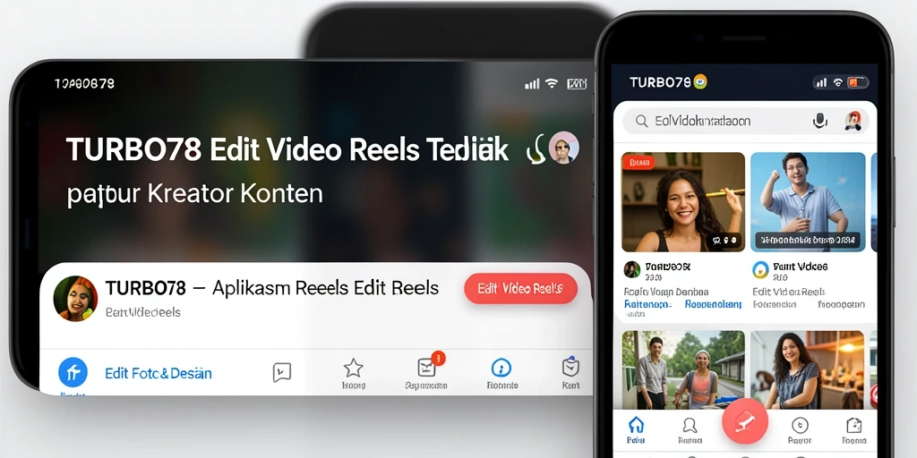 Antarmuka pengguna aplikasi TURBO78 untuk edit video Reels yang menarik.